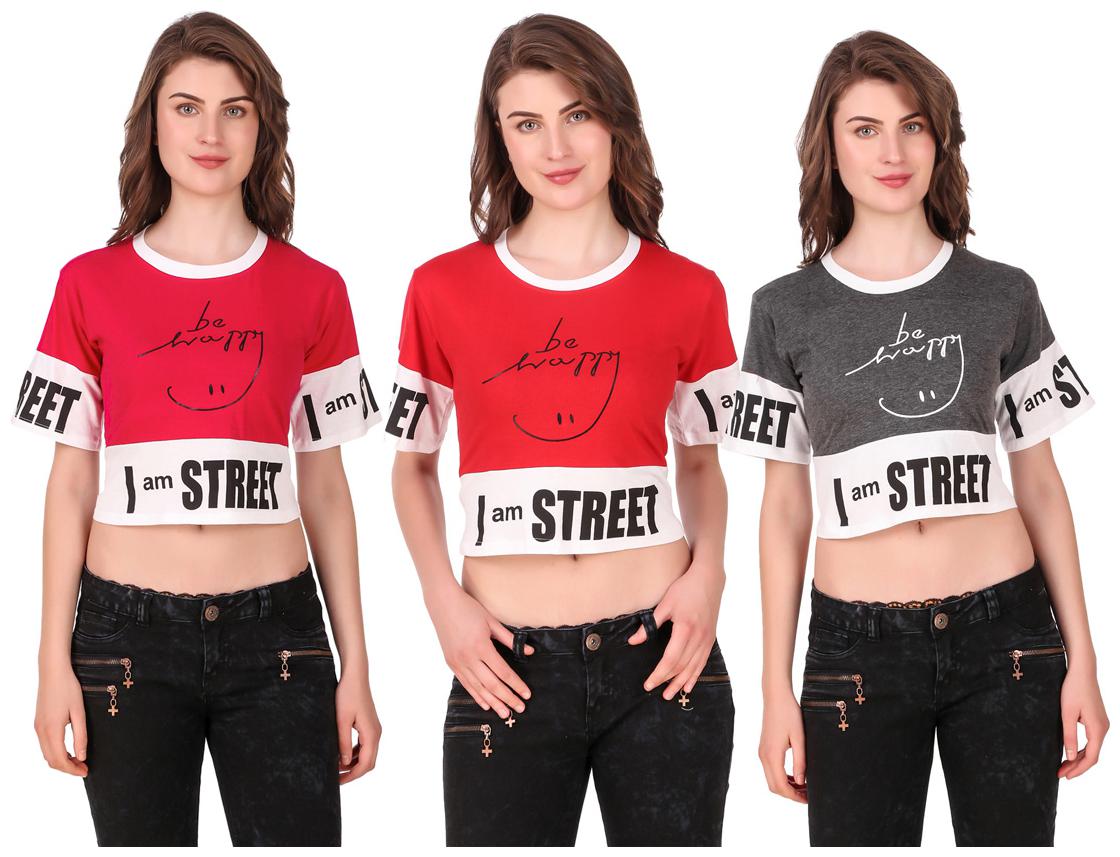 

AARYA WORLD Women Solid Crop top - Multi