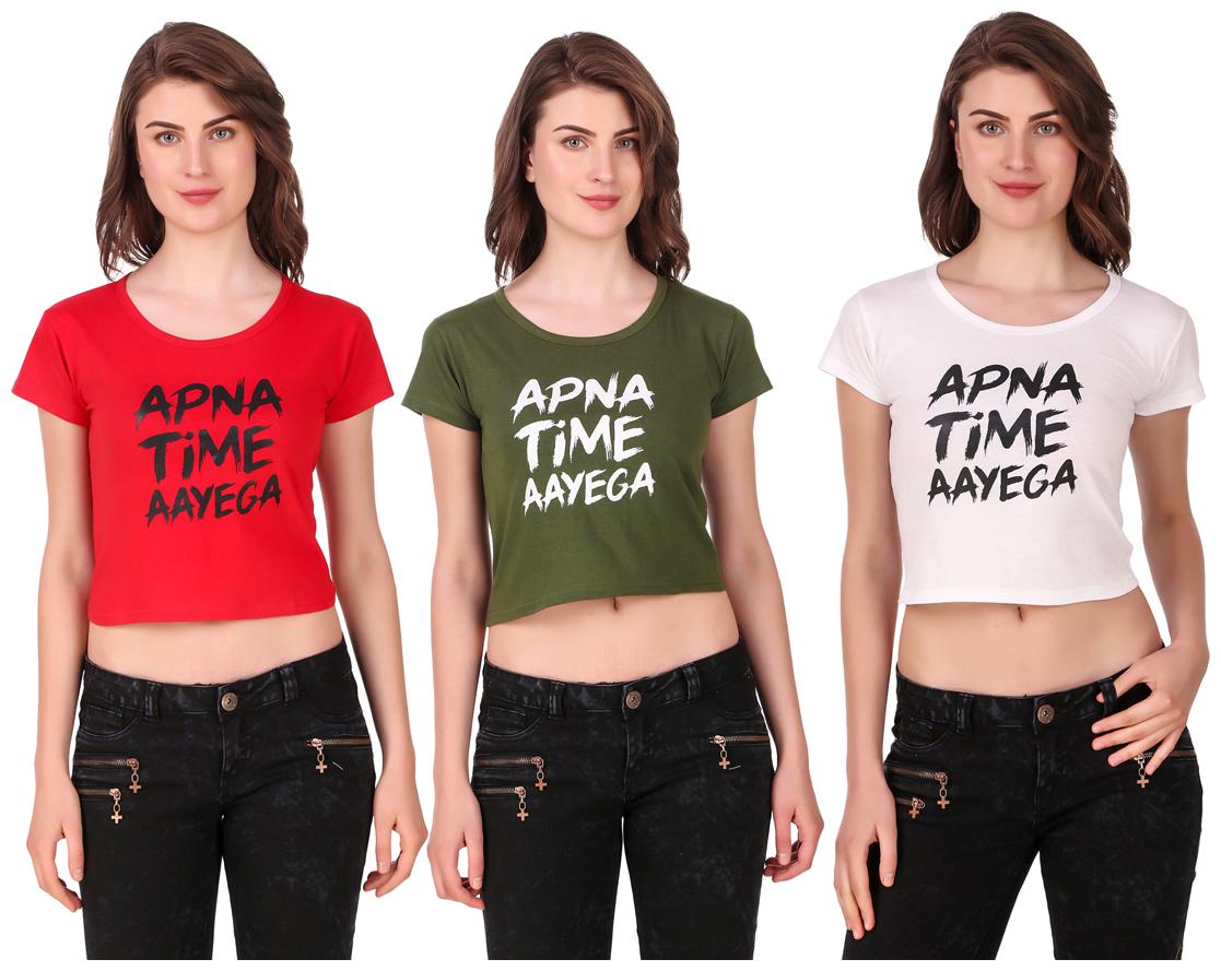 

AARYA WORLD Women Solid Crop top - Multi