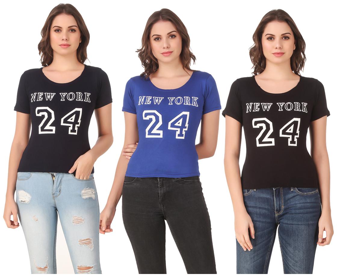 

AARYA WORLD Women Lycra Printed Multi T Shirt