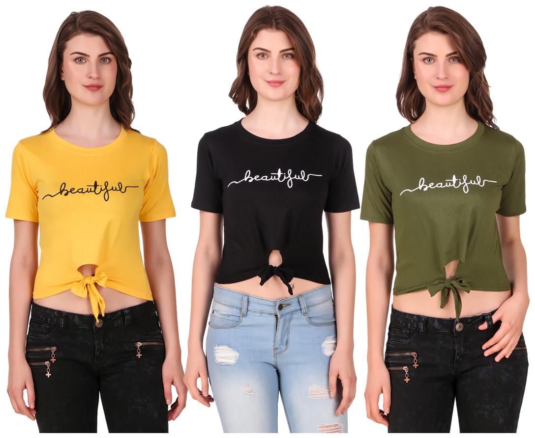 

AARYA WORLD Women Solid Crop top - Multi