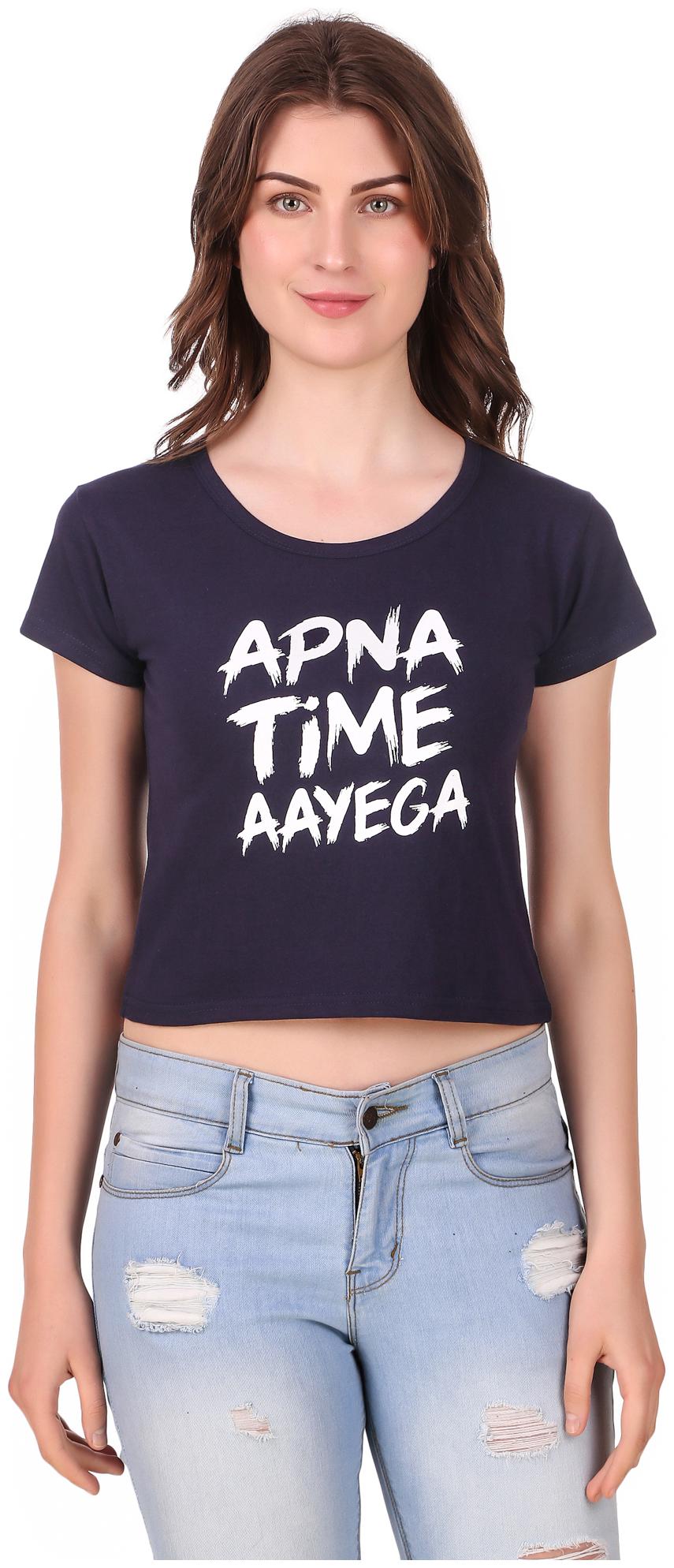 

AARYA WORLD Women Solid Crop top - Blue