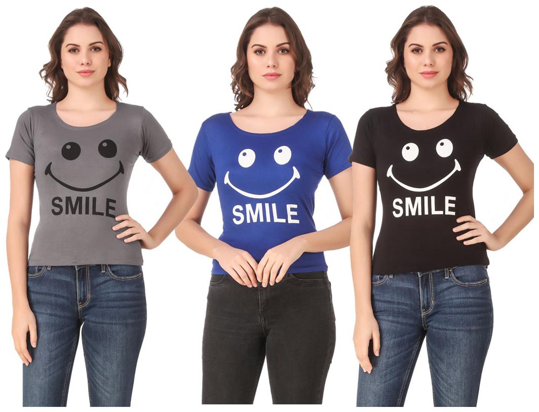

AARYA WORLD Women Lycra Printed Multi T Shirt