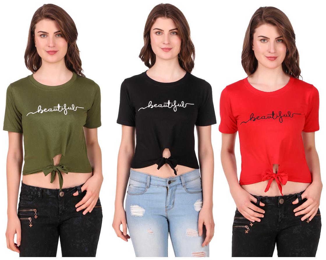 

AARYA WORLD Women Solid Crop top - Multi