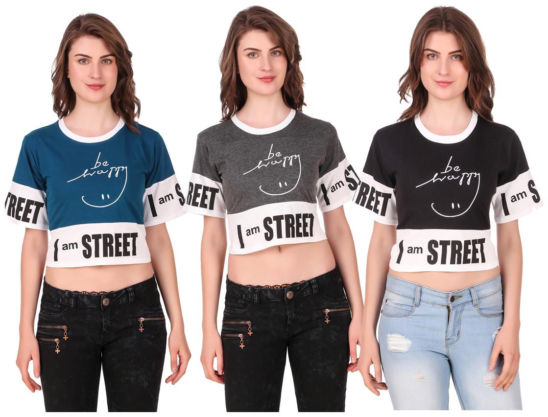 

AARYA WORLD Women Solid Crop top - Multi