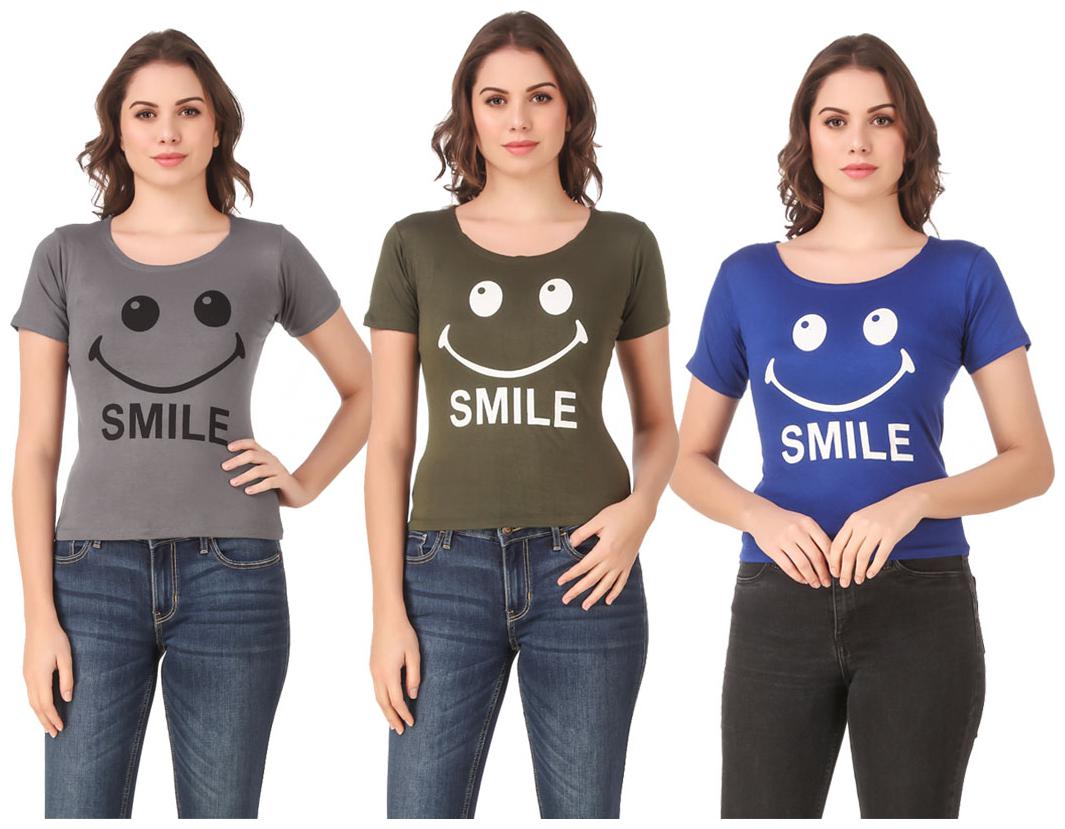 

AARYA WORLD Women Lycra Printed Multi T Shirt