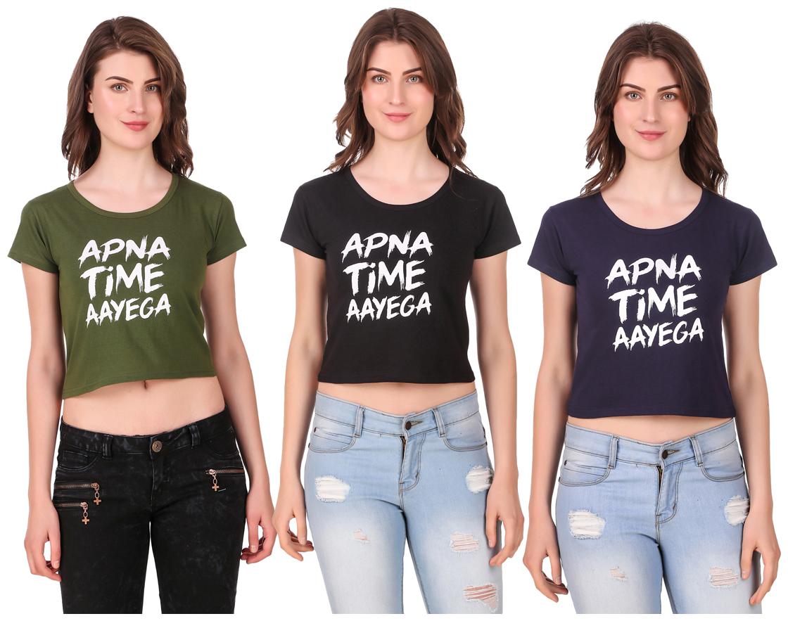 

AARYA WORLD Women Solid Crop top - Multi