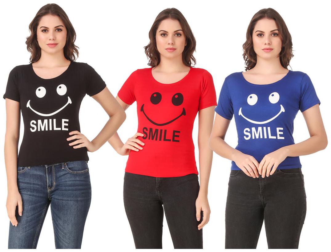 

AARYA WORLD Women Lycra Printed Multi T Shirt