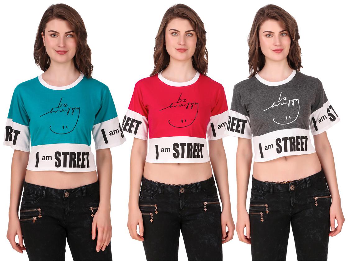 

AARYA WORLD Women Solid Crop top - Multi