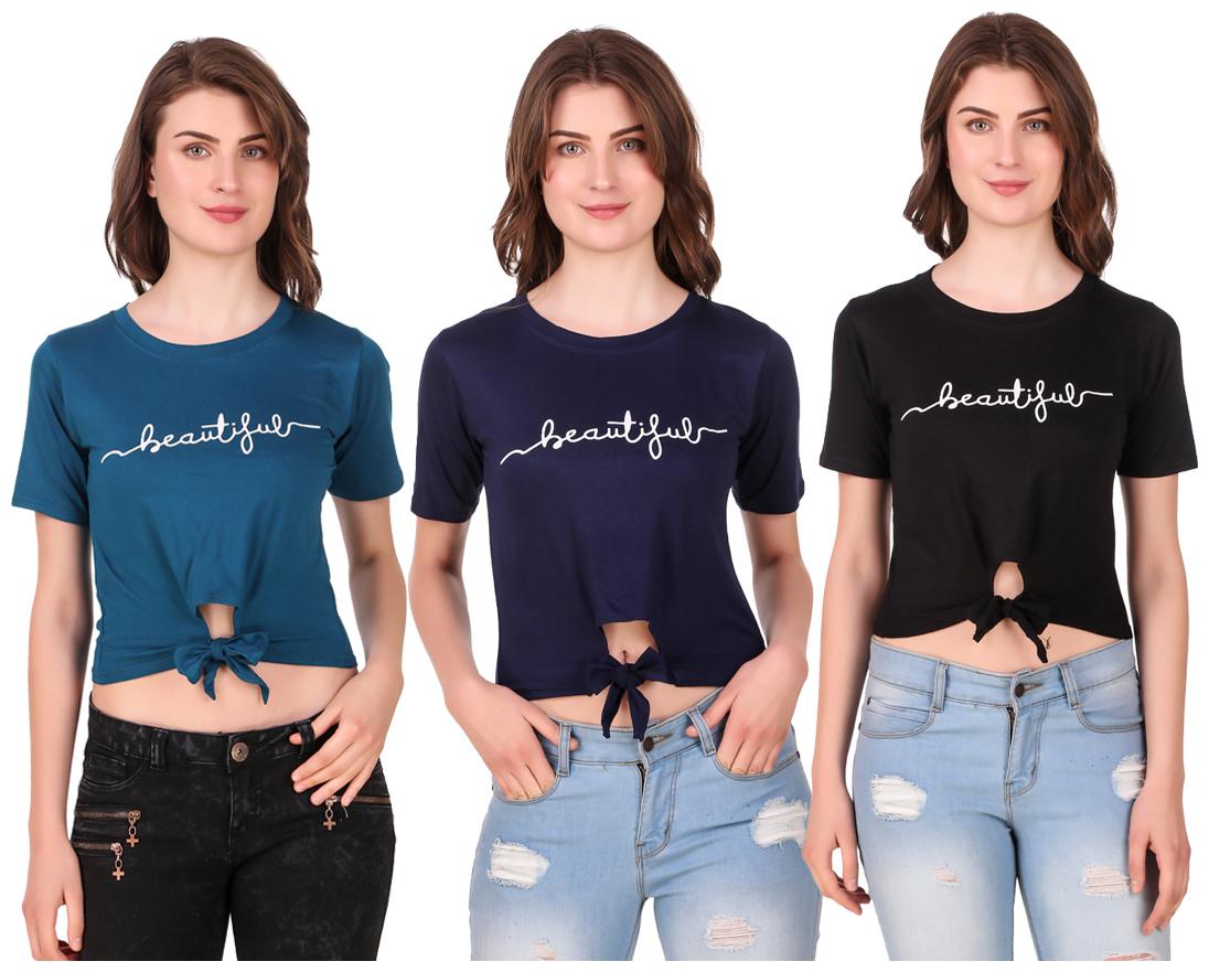 

AARYA WORLD Women Solid Crop top - Multi