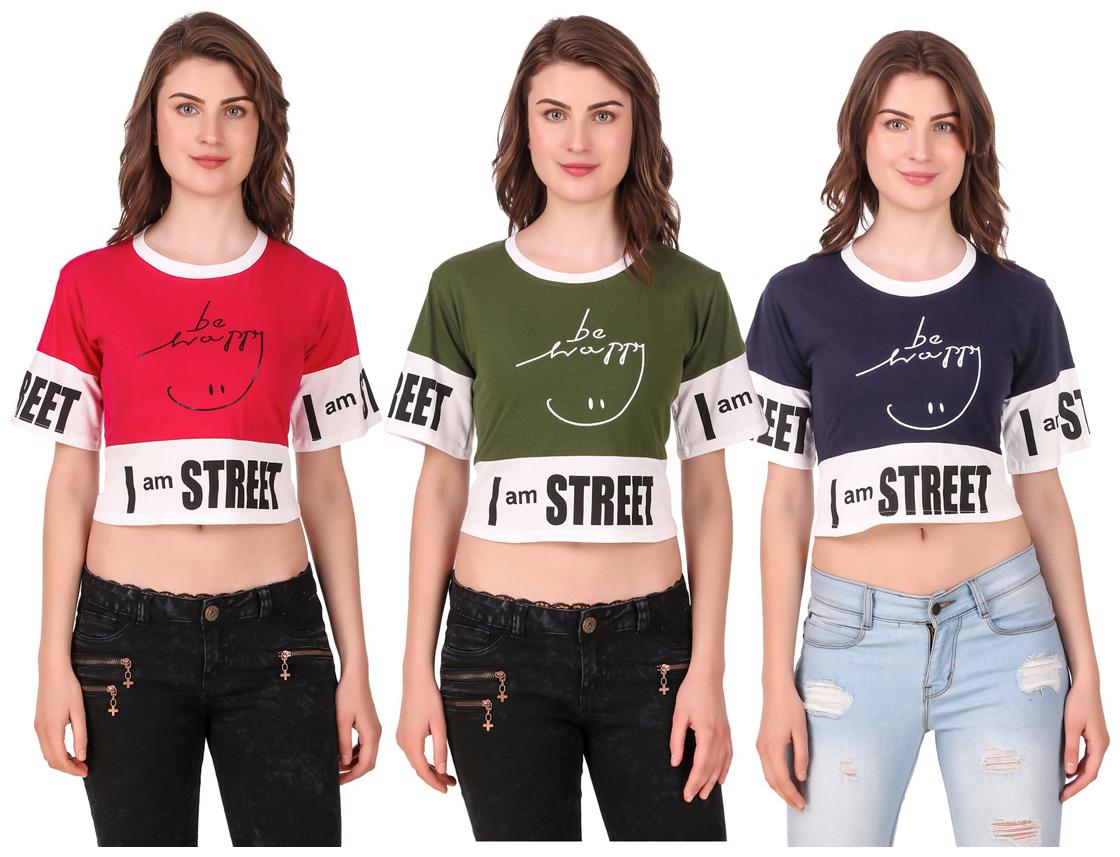 

AARYA WORLD Women Solid Crop top - Multi