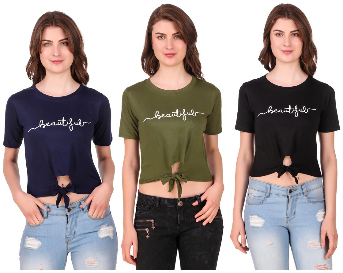 

AARYA WORLD Women Solid Crop top - Multi
