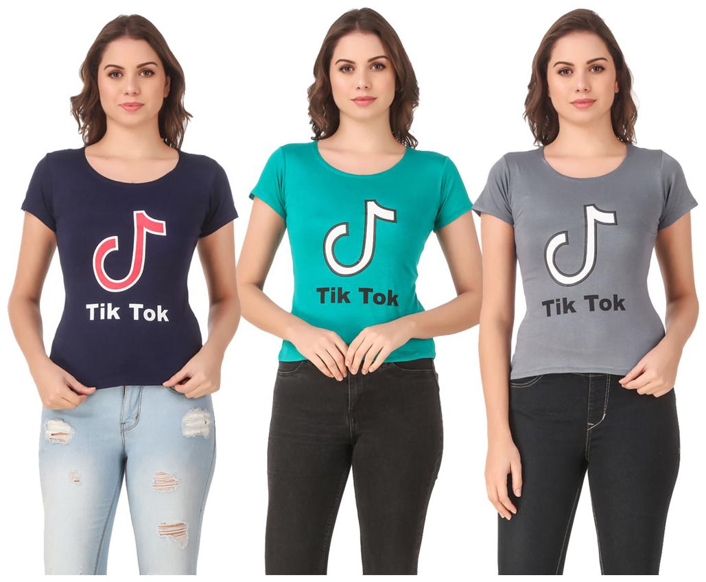 

AARYA WORLD Women Lycra Printed Multi T Shirt