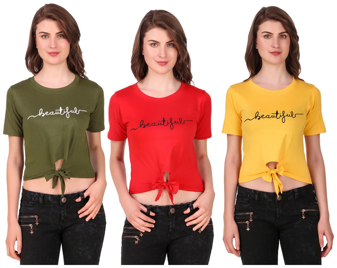 

AARYA WORLD Women Solid Crop top - Multi