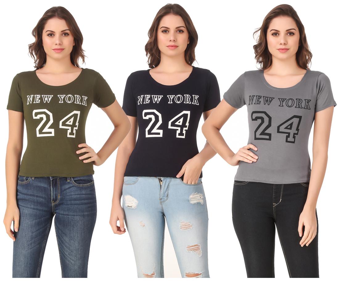 

AARYA WORLD Women Lycra Printed Multi T Shirt