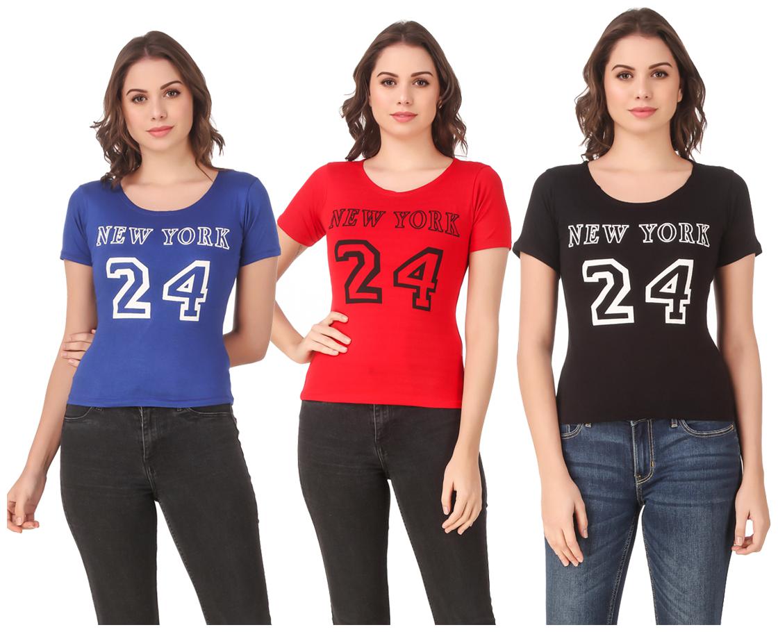 

AARYA WORLD Women Lycra Printed Multi T Shirt