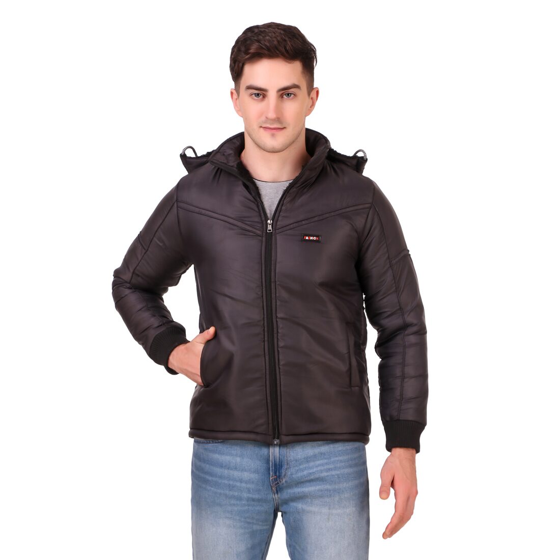 

AARYA WORLD Men Black Solid Bomber jacket