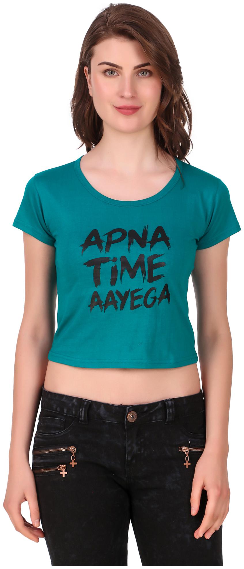 

AARYA WORLD Women Solid Crop top - Green