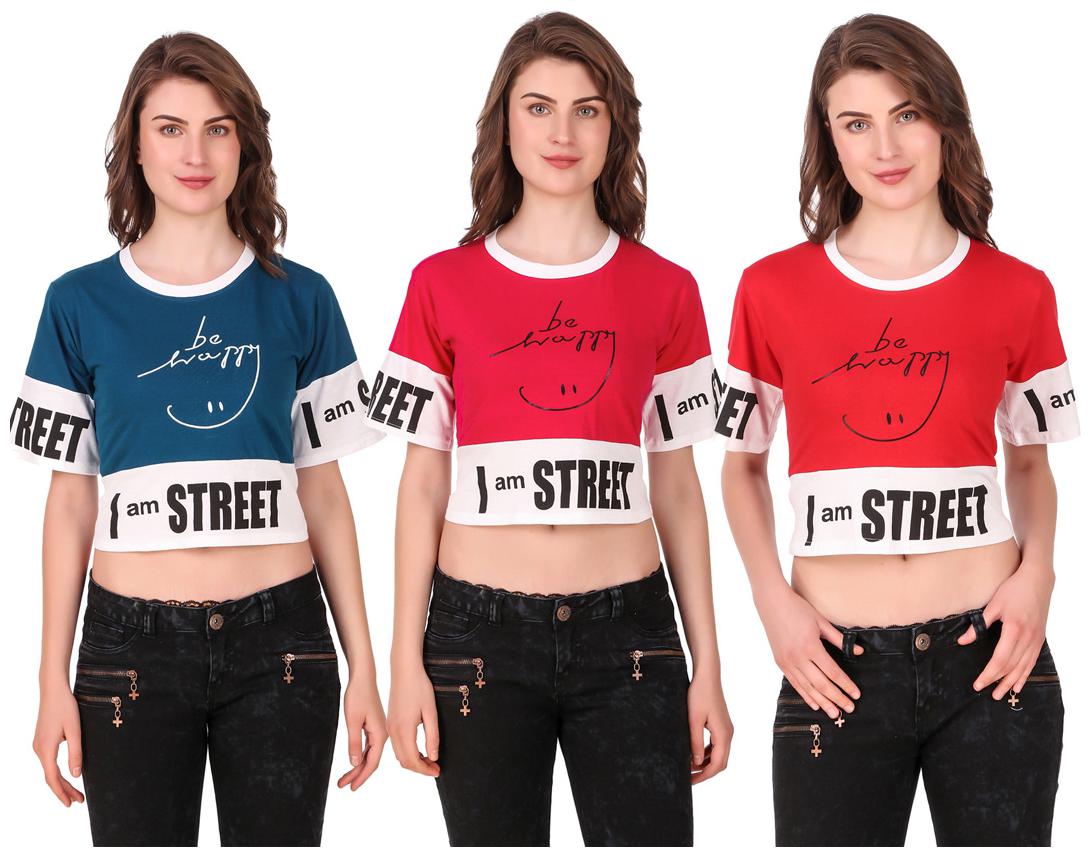 

AARYA WORLD Women Solid Crop top - Multi