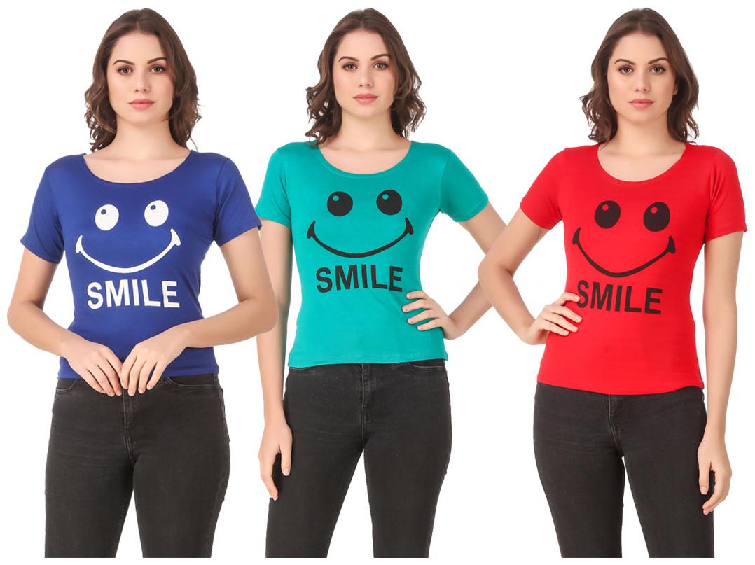 

AARYA WORLD Women Lycra Printed Multi T Shirt