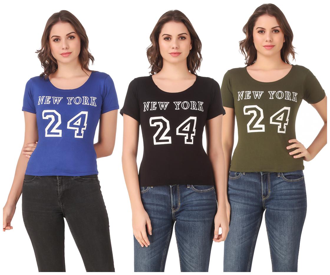 

AARYA WORLD Women Lycra Printed Multi T Shirt