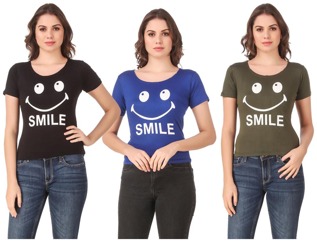 

AARYA WORLD Women Lycra Printed Multi T Shirt