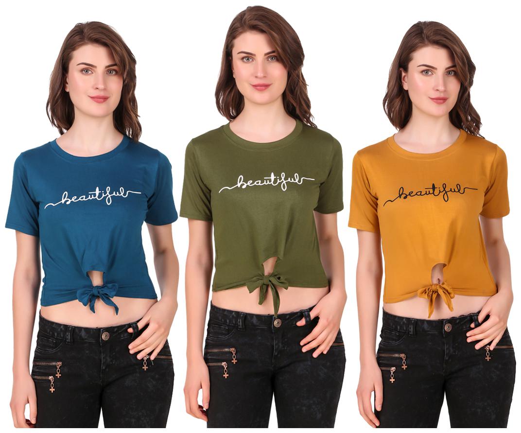 

AARYA WORLD Women Solid Crop top - Multi