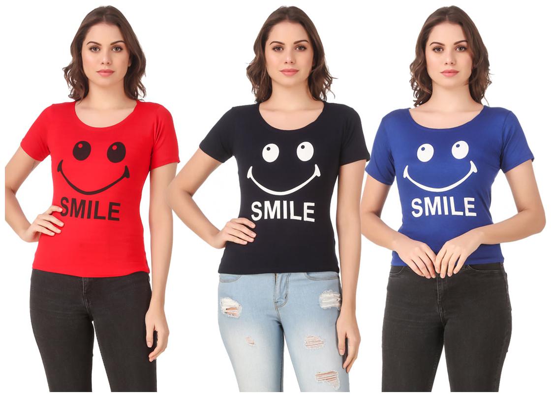 

AARYA WORLD Women Lycra Printed Multi T Shirt