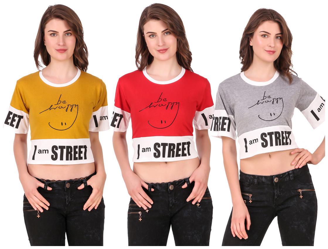 

AARYA WORLD Women Solid Crop top - Multi