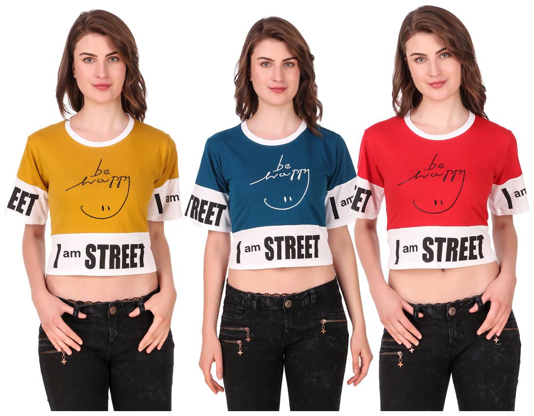 

AARYA WORLD Women Solid Crop top - Multi