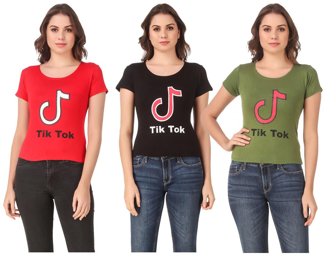 

AARYA WORLD Women Lycra Printed Multi T Shirt