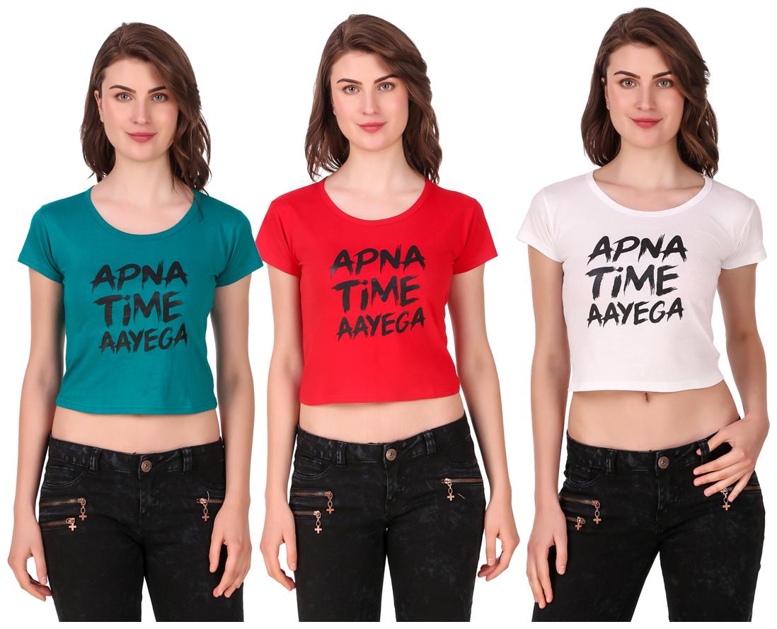 

AARYA WORLD Women Solid Crop top - Multi