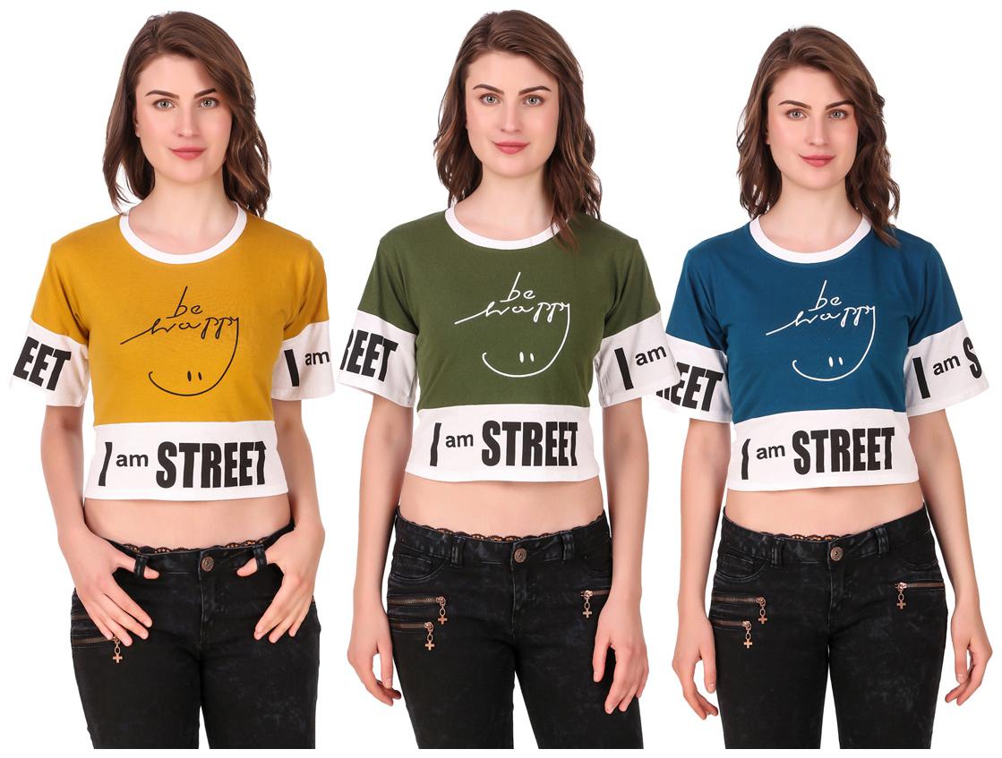 

AARYA WORLD Women Solid Crop top - Multi