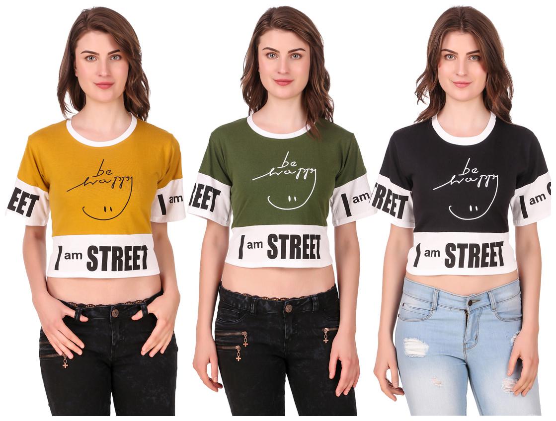 

AARYA WORLD Women Solid Crop top - Multi