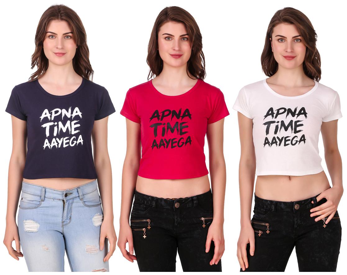 

AARYA WORLD Women Solid Crop top - Multi