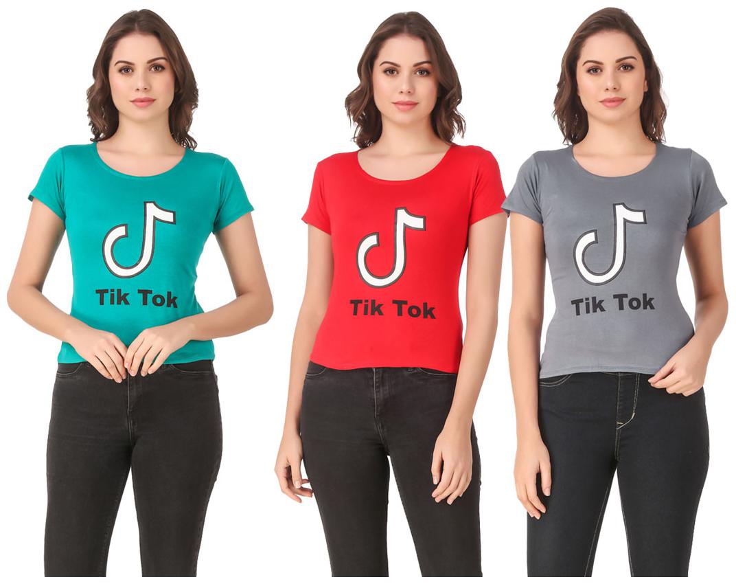 

AARYA WORLD Women Lycra Printed Multi T Shirt