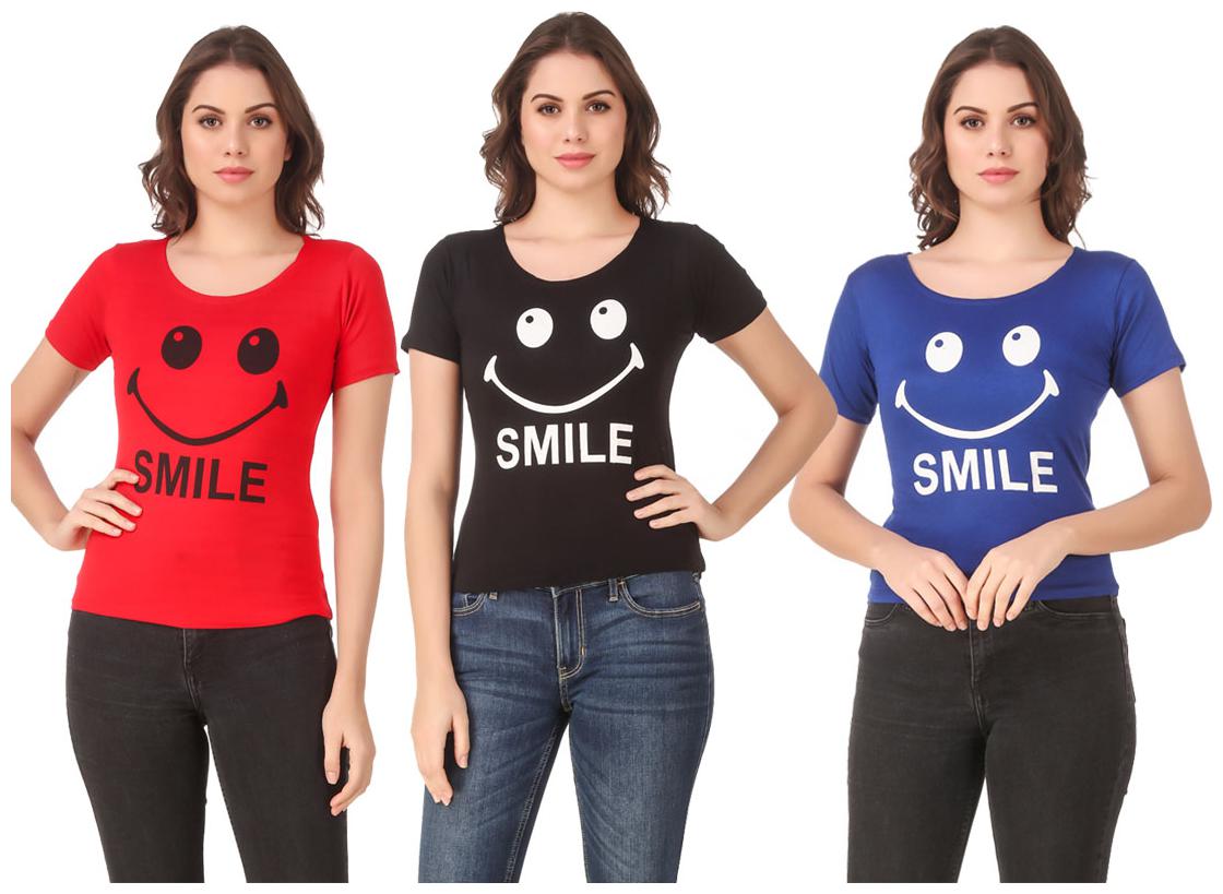 

AARYA WORLD Women Lycra Printed Multi T Shirt
