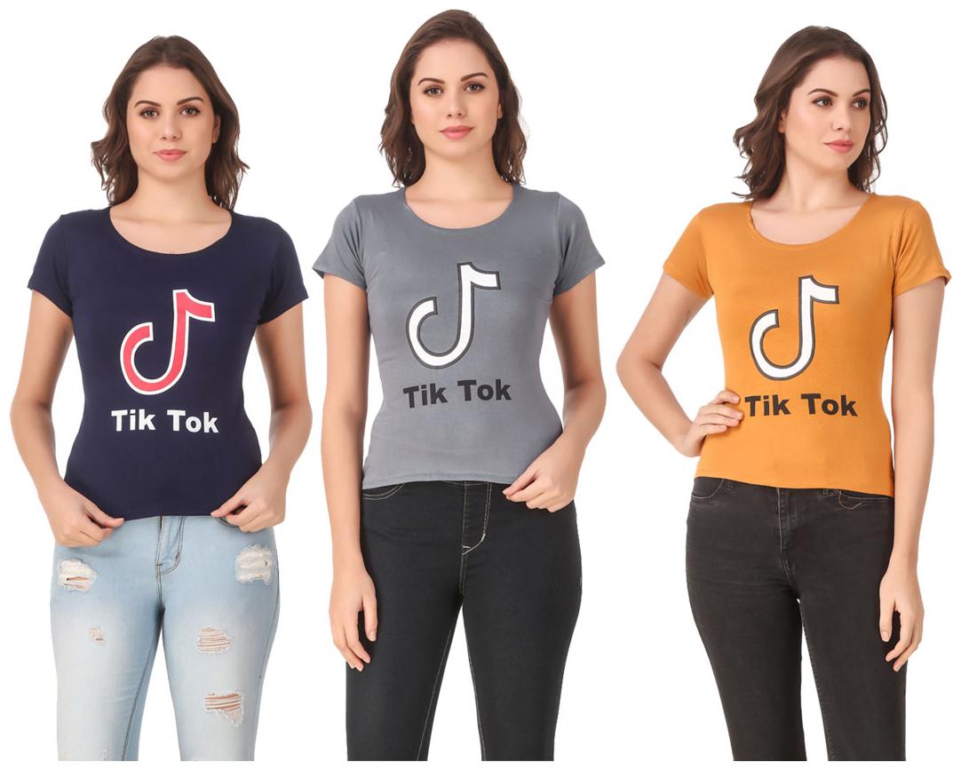

AARYA WORLD Women Lycra Printed Multi T Shirt