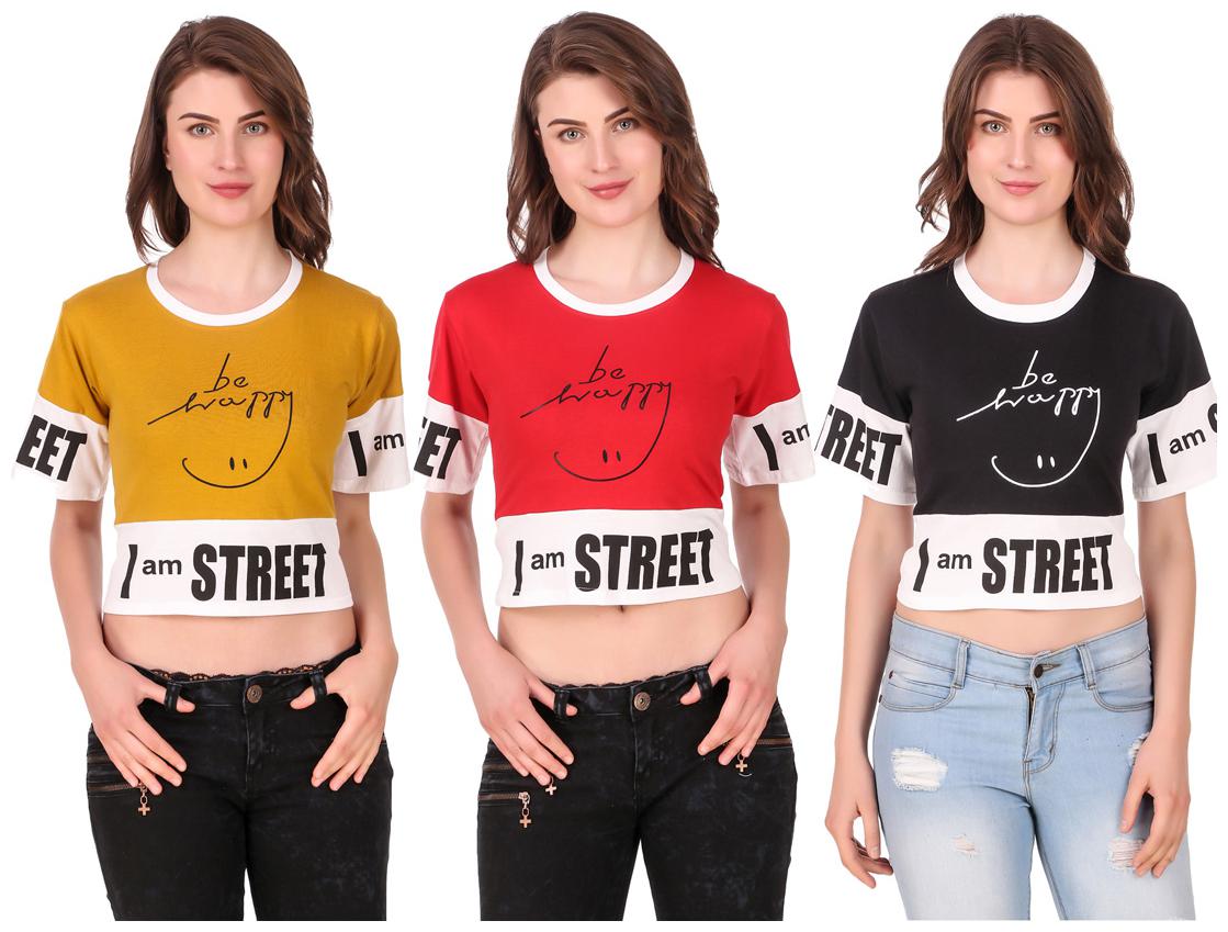 

AARYA WORLD Women Solid Crop top - Multi