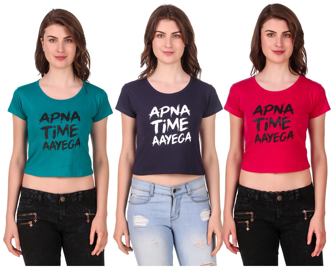 

AARYA WORLD Women Solid Crop top - Multi