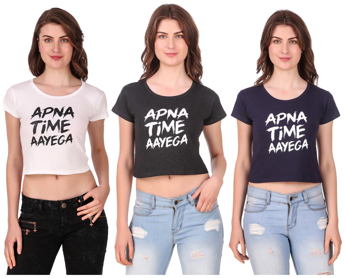 

AARYA WORLD Women Solid Crop top - Multi