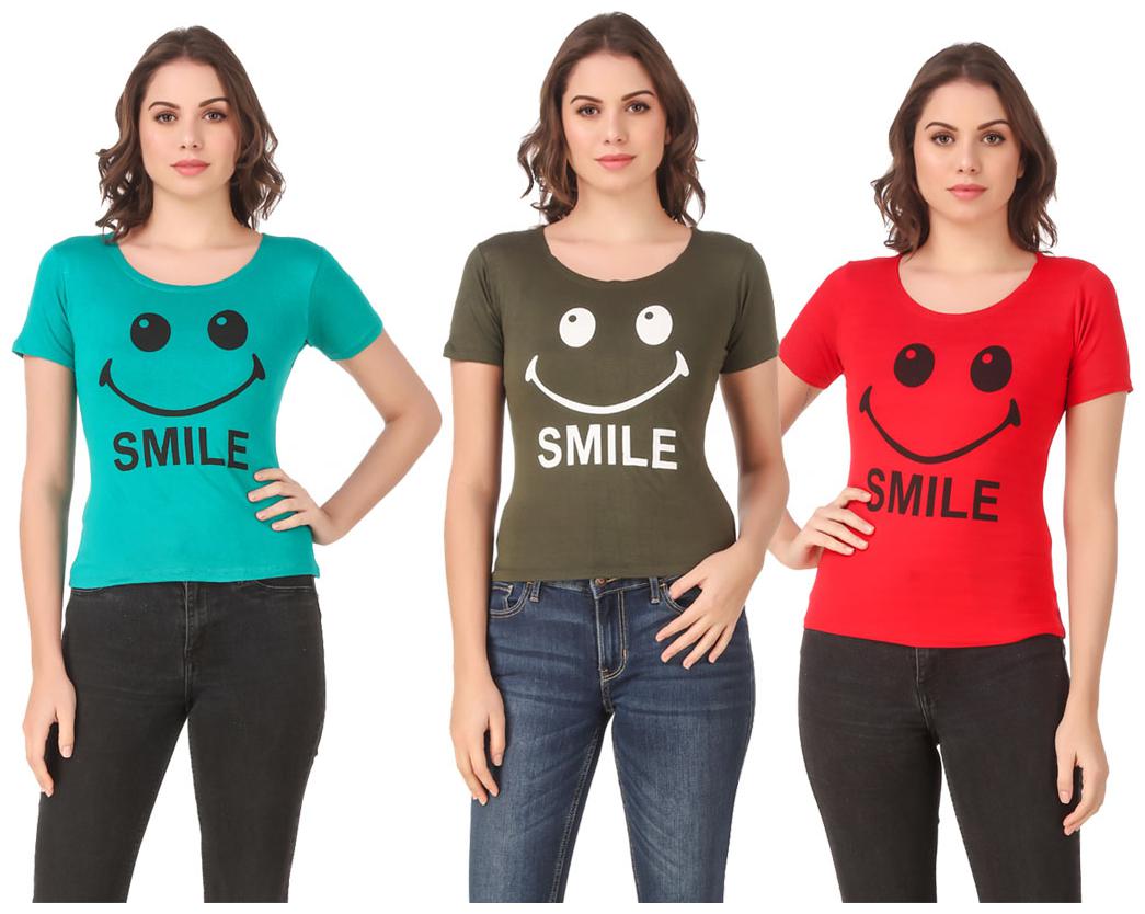 

AARYA WORLD Women Lycra Printed Multi T Shirt