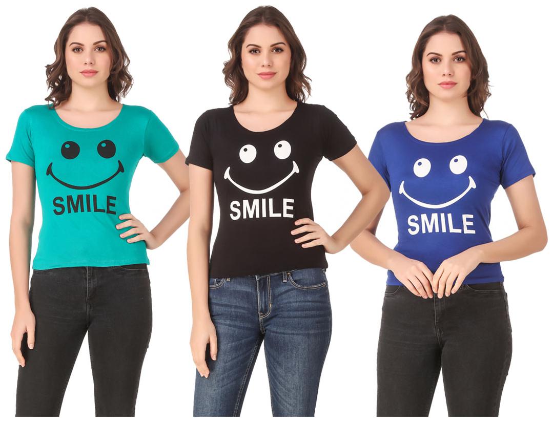 

AARYA WORLD Women Lycra Printed Multi T Shirt