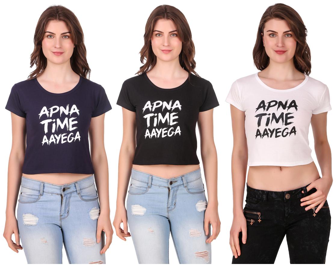 

AARYA WORLD Women Solid Crop top - Multi