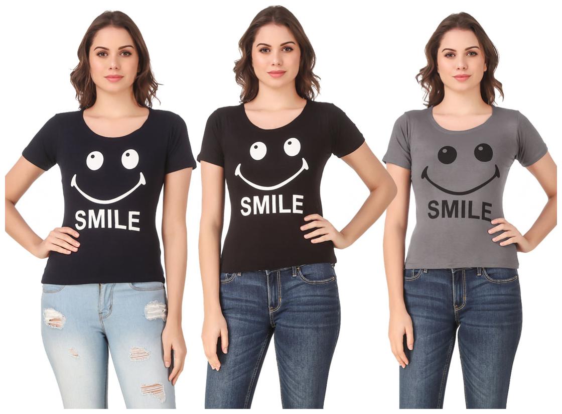 

AARYA WORLD Women Lycra Printed Multi T Shirt