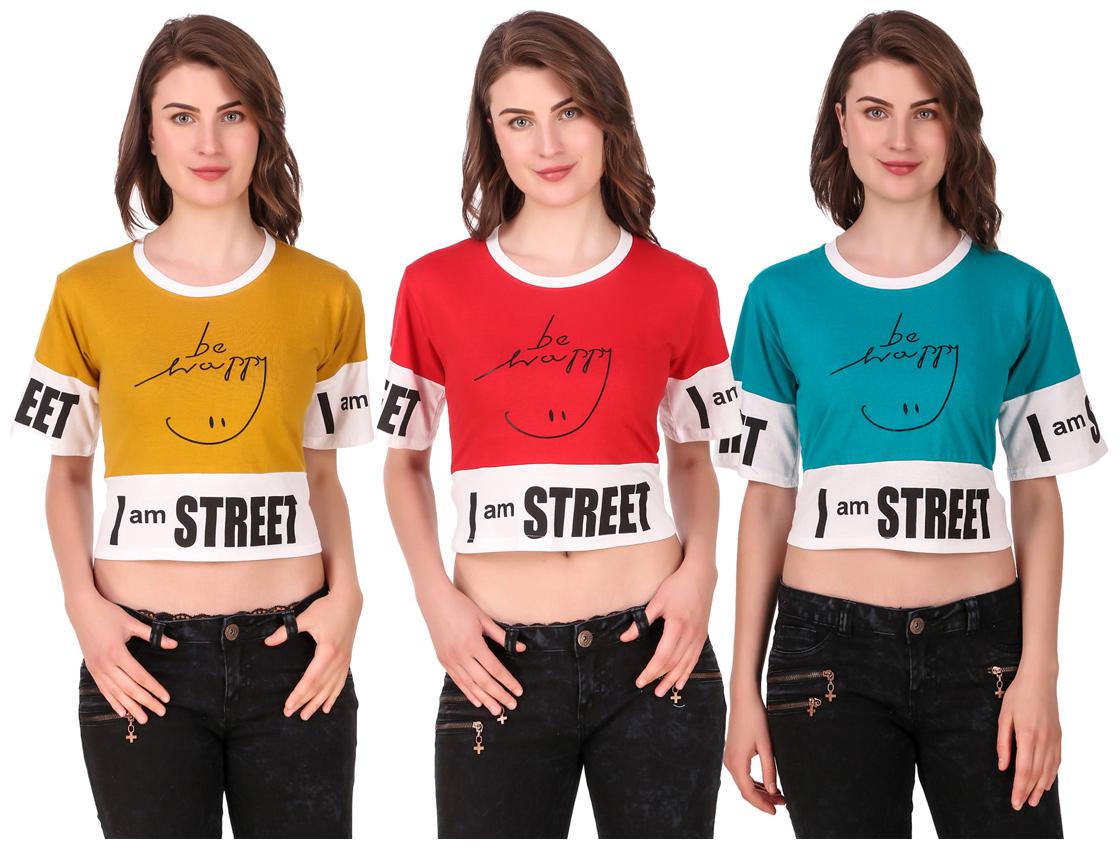 

AARYA WORLD Women Solid Crop top - Multi