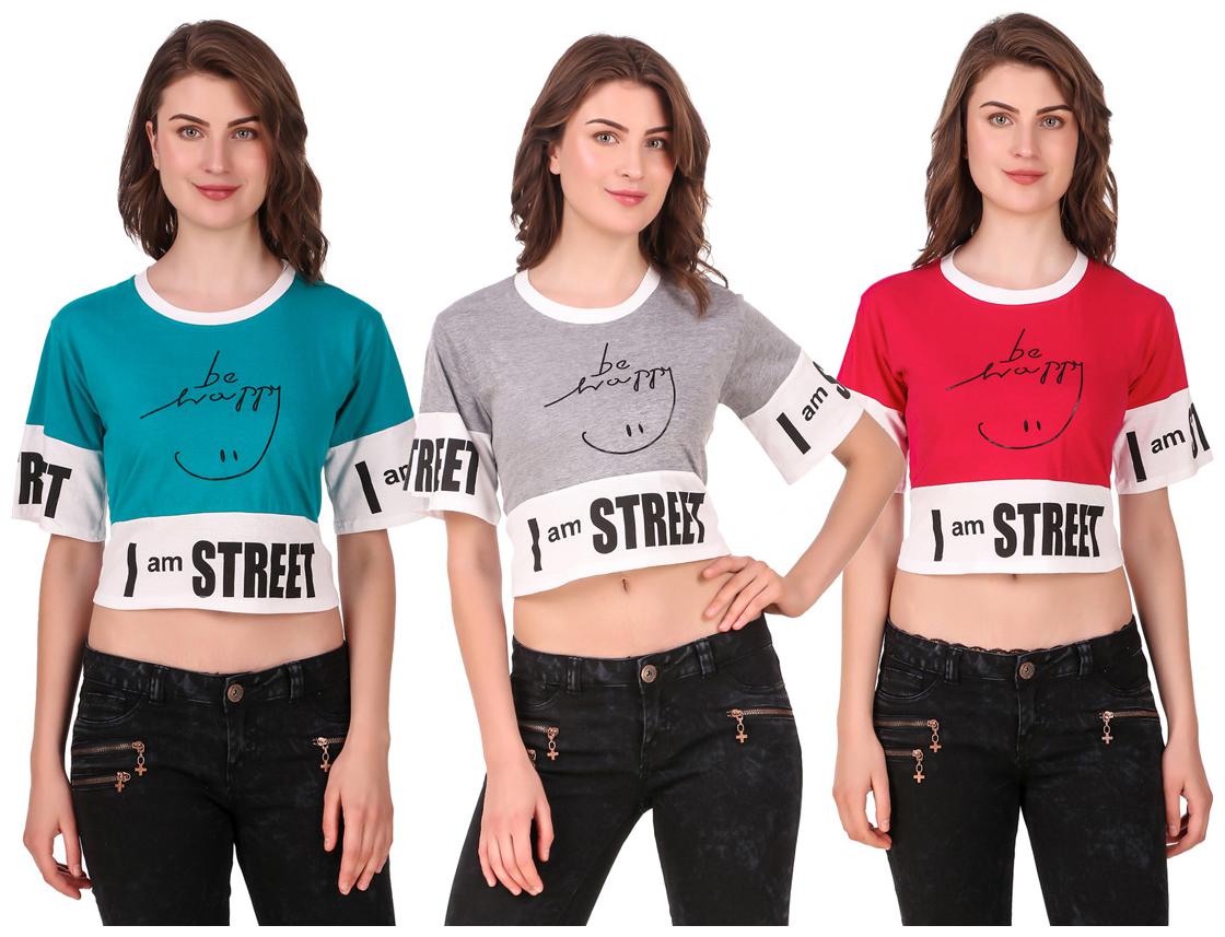 

AARYA WORLD Women Solid Crop top - Multi
