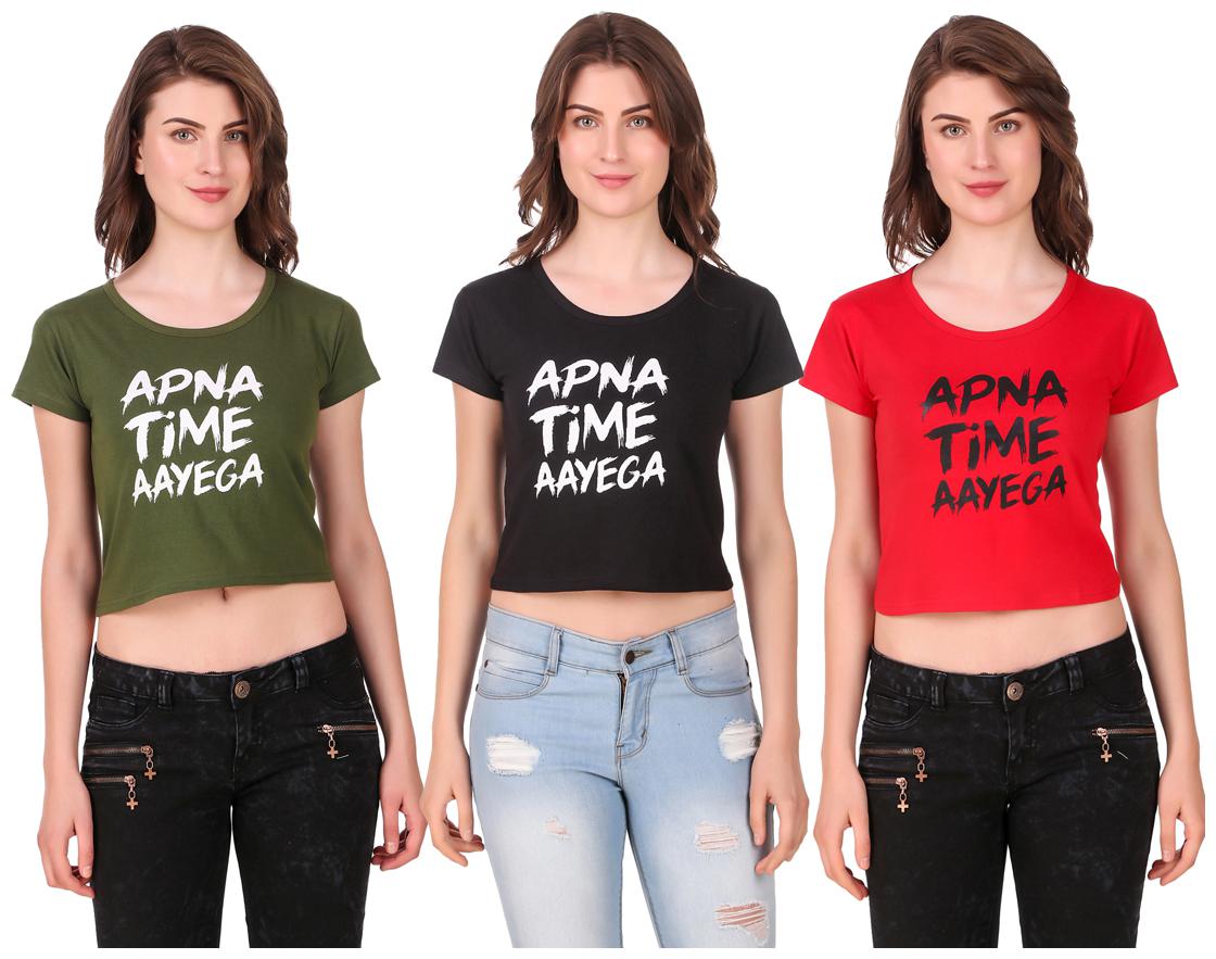

AARYA WORLD Women Solid Crop top - Multi