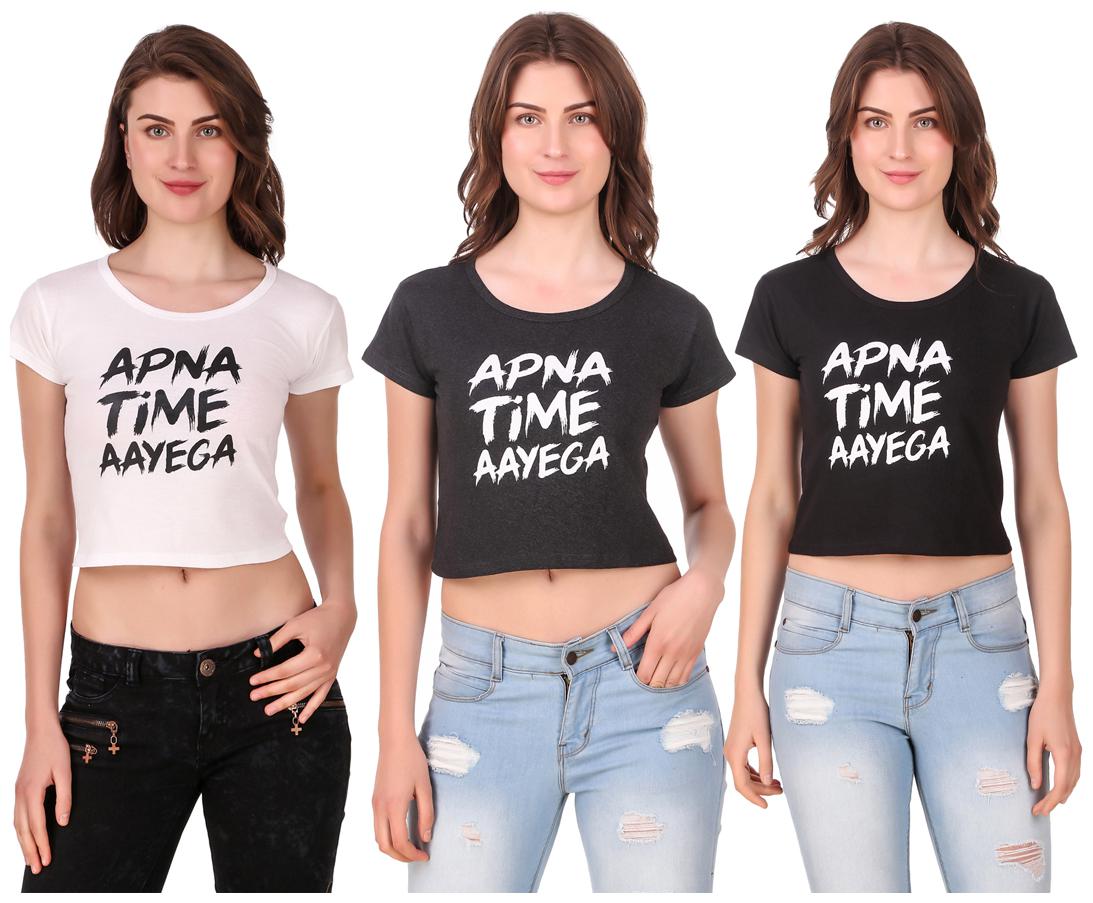 

AARYA WORLD Women Solid Crop top - Multi