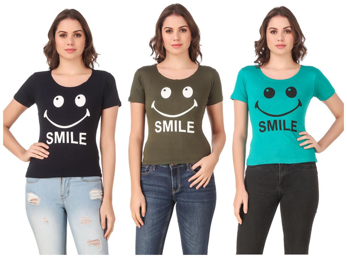 

AARYA WORLD Women Lycra Printed Multi T Shirt