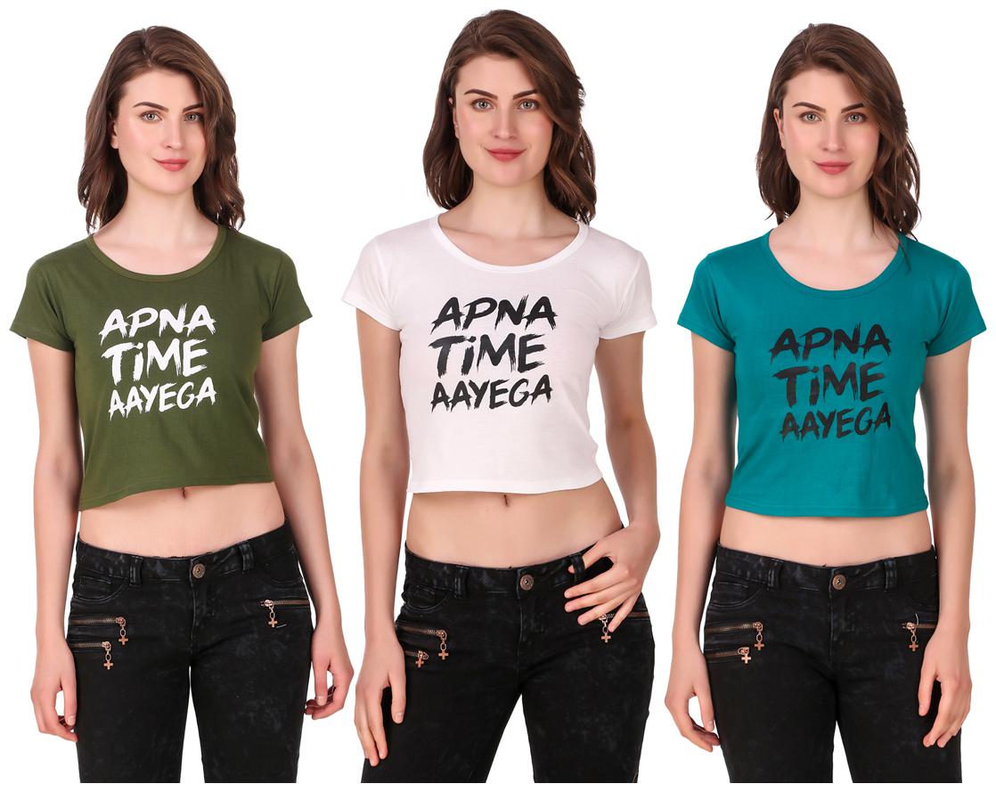 

AARYA WORLD Women Solid Crop top - Multi